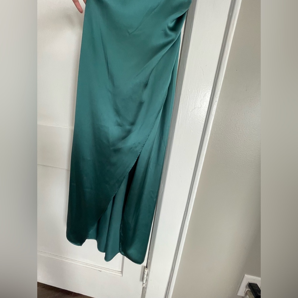 ZARA EMERALD GREEN SATIN CAMISOLE DRESS - Picture 3 of 4